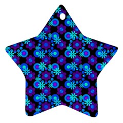 Bitesize Flowers Pearls And Donuts Purple Blue Black Star Ornament (two Sides) by Mazipoodles