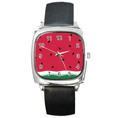 Minimalist Summer Watermelon Wallpaper Square Metal Watch by Ravend