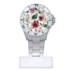 Floral Pattern Plastic Nurses Watch by designsbymallika
