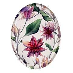 Floral Pattern Oval Glass Fridge Magnet (4 Pack) by designsbymallika