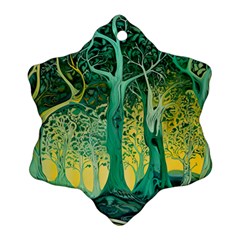 Nature Trees Forest Mystical Forest Jungle Snowflake Ornament (two Sides)