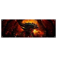 Dragon Art Fire Digital Fantasy Banner And Sign 12  X 4  by Celenk