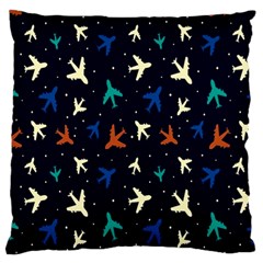 Blue Background Cute Airplanes Large Cushion Case (one Side) by ConteMonfrey