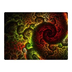 Green And Red Lights Wallpaper Fractal Digital Art Artwork Two Sides Premium Plush Fleece Blanket (mini) by uniart180623