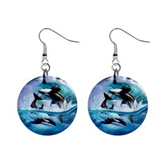 Orca Wave Water Underwater Sky Mini Button Earrings by uniart180623