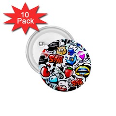 Graffiti Art Cartoon Comic 1 75  Buttons (10 Pack)