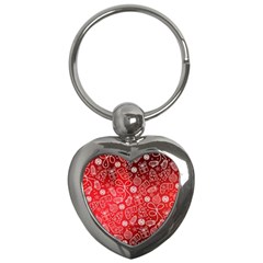 Christmas Pattern Red Key Chain (heart) by uniart180623