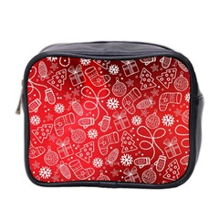 Christmas Pattern Red Mini Toiletries Bag (two Sides)