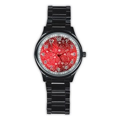 Christmas Pattern Red Stainless Steel Round Watch