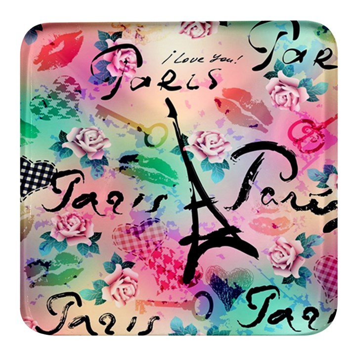 From Paris Abstract Art Pattern Square Glass Fridge Magnet (4 pack)