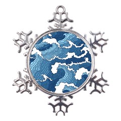 Waves Aesthetics Illustration Japanese Metal Large Snowflake Ornament
