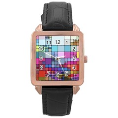 To Dye Abstract Visualization Rose Gold Leather Watch  by uniart180623