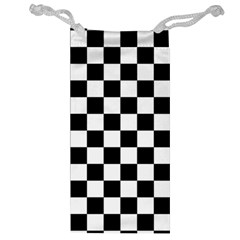 Black White Checker Pattern Checkerboard Jewelry Bag by uniart180623