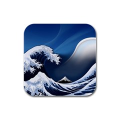 The Great Wave Off Kanagawa Rubber Square Coaster (4 Pack)