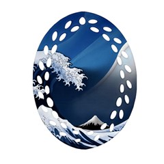 The Great Wave Off Kanagawa Ornament (oval Filigree) by Grandong