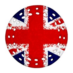 Union Jack London Flag Uk Round Filigree Ornament (two Sides) by Celenk