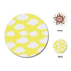 Cute Yellow White Clouds Playing Cards Single Design (round) by ConteMonfrey