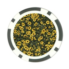 Sunflowers Yellow Flowers Flowers Digital Drawing Poker Chip Card Guard by Simbadda