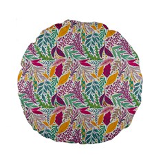 Leaves Colorful Leaves Seamless Design Leaf Standard 15  Premium Round Cushions by Simbadda