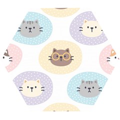 Cute Cat Seamless Pattern Background Wooden Puzzle Hexagon by Simbadda
