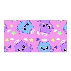 Seamless Pattern With Cute Kawaii Kittens Satin Wrap 35  X 70  by Simbadda