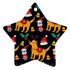 Funny Christmas Pattern Background Ornament (star) by Simbadda