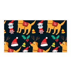 Funny Christmas Pattern Background Satin Wrap 35  X 70  by Simbadda