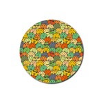 Seamless Pattern With Doodle Bunny Rubber Coaster (Round) Front