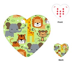 Seamless Pattern Vector With Animals Wildlife Cartoon Playing Cards Single Design (heart) by Simbadda