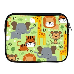 Seamless Pattern Vector With Animals Wildlife Cartoon Apple Ipad 2/3/4 Zipper Cases