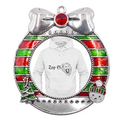 (2)dx Hoodie Metal X mas Ribbon With Red Crystal Round Ornament by Alldesigners