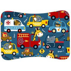 Seamless Pattern Vehicles Cartoon With Funny Drivers Velour Seat Head Rest Cushion by Simbadda