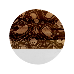 Seamless Pattern Vector Submarine With Sea Animals Cartoon Marble Wood Coaster (round) by Simbadda