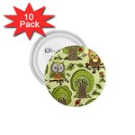 Seamless Pattern With Trees Owls 1.75  Buttons (10 pack)