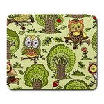 Seamless Pattern With Trees Owls Large Mousepad