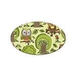 Seamless Pattern With Trees Owls Sticker (Oval)