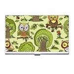 Seamless Pattern With Trees Owls Business Card Holder
