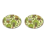 Seamless Pattern With Trees Owls Cufflinks (Oval)