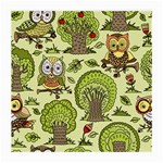Seamless Pattern With Trees Owls Medium Glasses Cloth