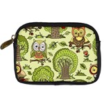 Seamless Pattern With Trees Owls Digital Camera Leather Case