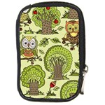 Seamless Pattern With Trees Owls Compact Camera Leather Case