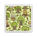 Seamless Pattern With Trees Owls Memory Card Reader (Square)