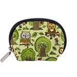 Seamless Pattern With Trees Owls Accessory Pouch (Small)