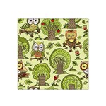 Seamless Pattern With Trees Owls Satin Bandana Scarf 22  x 22 