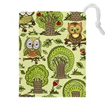 Seamless Pattern With Trees Owls Drawstring Pouch (4XL)