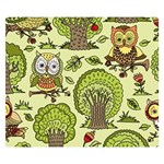 Seamless Pattern With Trees Owls Premium Plush Fleece Blanket (Small)