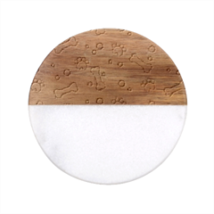 Bons Foot Prints Pattern Background Classic Marble Wood Coaster (round)  by Simbadda