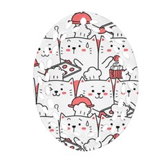 Cute-cat-chef-cooking-seamless-pattern-cartoon Oval Filigree Ornament (two Sides) by Simbadda