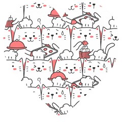 Cute-cat-chef-cooking-seamless-pattern-cartoon Wooden Puzzle Heart by Simbadda