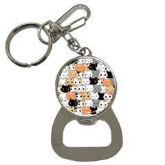 Cute-cat-kitten-cartoon-doodle-seamless-pattern Bottle Opener Key Chain by Simbadda